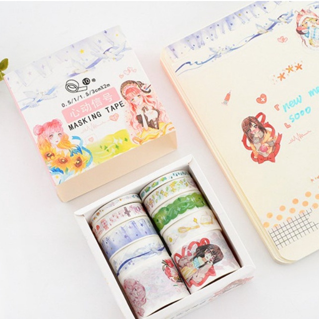 Hộp Washi tape 10 cuộn siêu đẹp mắt Be Tiny