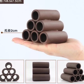 ống gốm 6 lổ trú ẩn cho cá tép - đồ trang trí bể cá