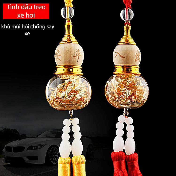 Combo 2 Nước hoa treo ô tô hồ lô bầu vàng pha lê cao cấp, khử mùi hôi chống say xe,tinh dầu lavender cao cấp