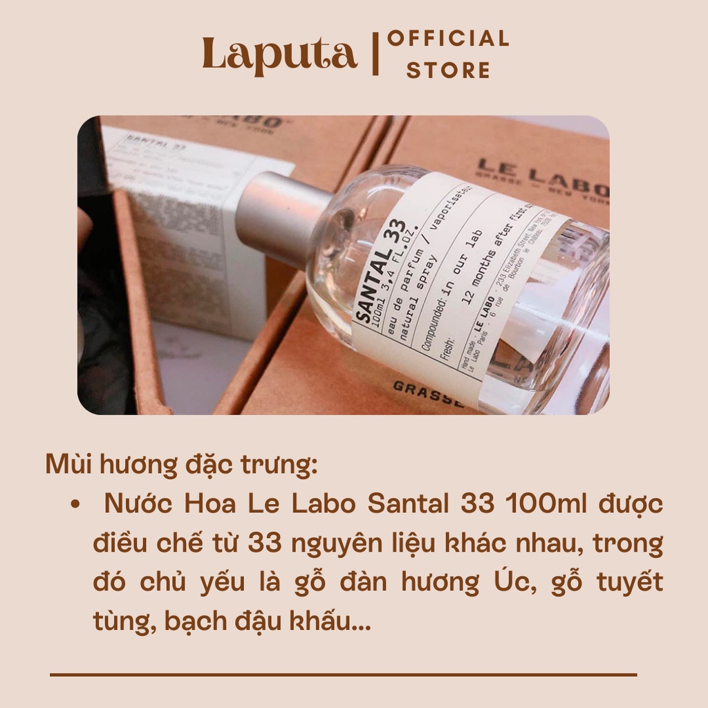Nước Hoa Nam Nữ Unisex Le Labo Santal 33, Mẫu thử 2,5,10ml LAPUTA