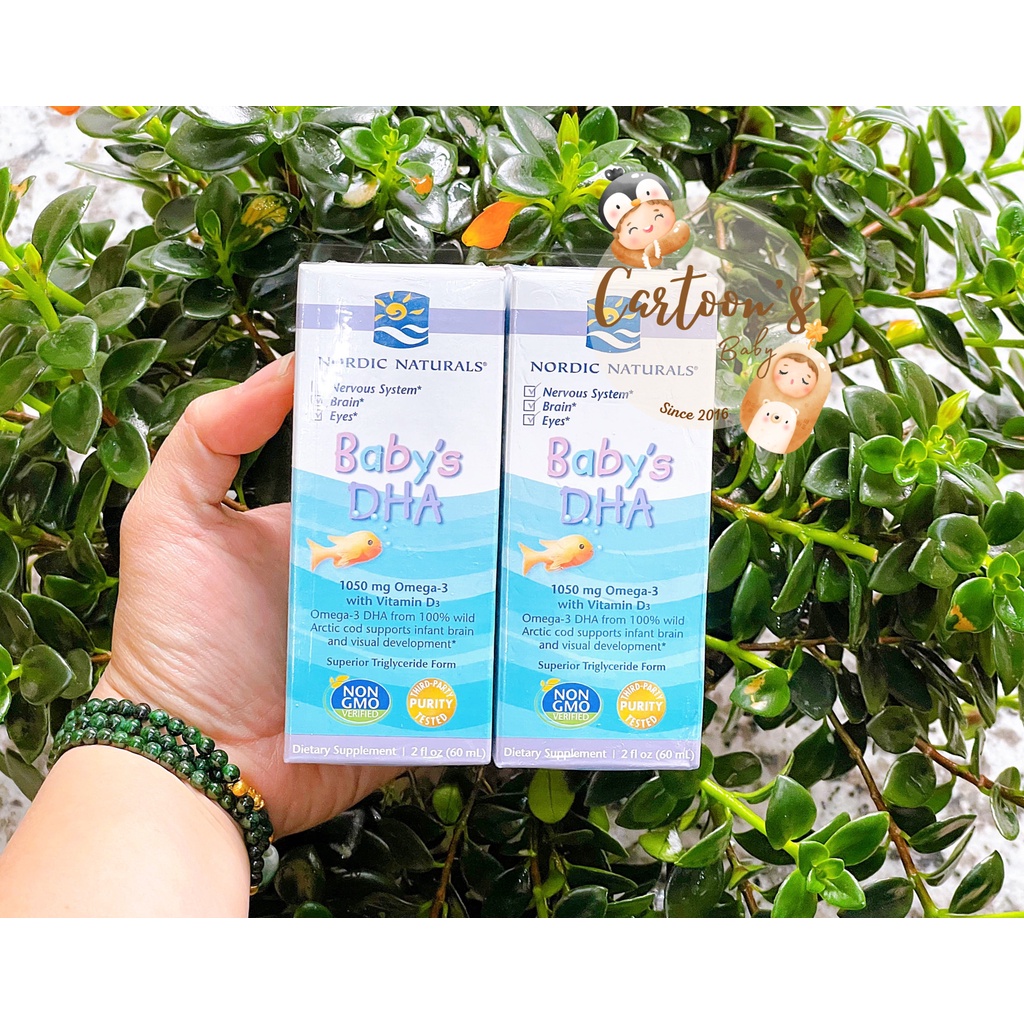 BABYS DHA TINH KHIẾT NHỎ GIỌT WITH VITAMIN D3-OMEGA 3 NORDIC NATURALS MỸ 0M+ 60ML CHO BÉ 2.5-17KG