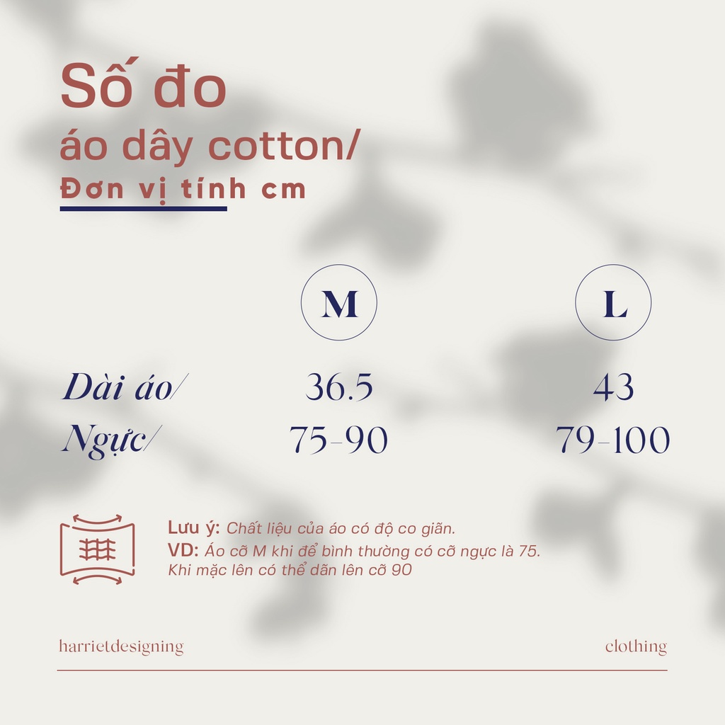 [Mã BMBAU50 giảm 7% đơn 99K] Áo hai dây cotton màu trắng xinh xắn mềm mại ôm sát Harriet