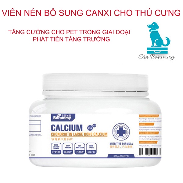 Viên nén Canxi cho chó mèo Borammy - Canxi cho thú cưng phát triển trong quá trình tăng trưởng