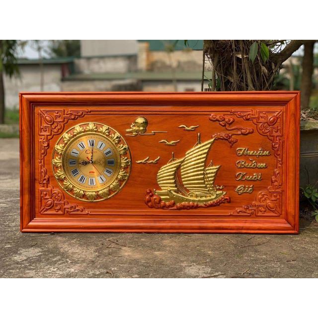 [ HÀNG CAO CẤP ] Tranh đồng hồ treo tường gỗ hương dát vàng chạm chữ - BAO HÀNH 1 ĐỔI 1 - HOÀN TIỀN NẾU SAI SẢN PHẨM