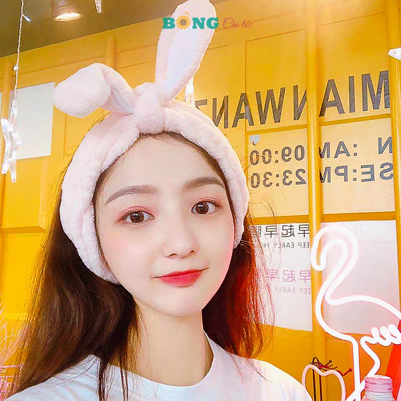 Băng đô rửa mặt tai thỏ màu sắc pastel phong cách Hàn Quốc BD50 - Bờm tóc BÔNG Cài Tóc