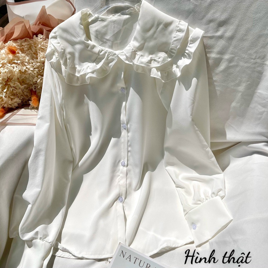 áo sơ mi xinh bèo vai cực hot dễ thương nữ tính siêu hot
