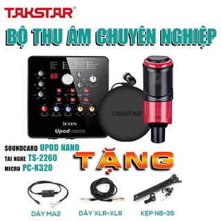 Bộ Mic Livestream Hát Karaoke Chính Hãng Mic Takstar PC-K320, Sound Card Icon Upod Nano, Tai nghe TS-2260 & Phụ Kiện