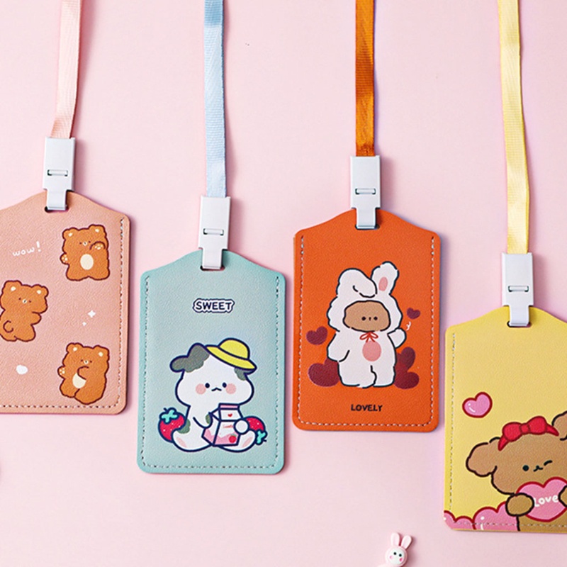 Bao đựng thẻ ID da PU họa tiết hoạt hình xinh xắn
