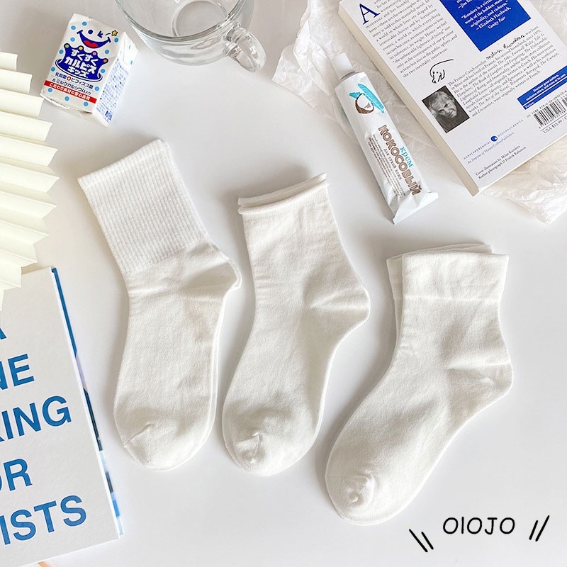 Vớ cotton cổ cao thêu họa tiết phong cách Hàn Quốc cho nữ