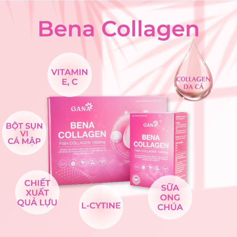 Bena collagen, Fish collagen công nghệ thủy phân Peptide trẻ hoá ngừa mụn nám, trắng da hộp 30g