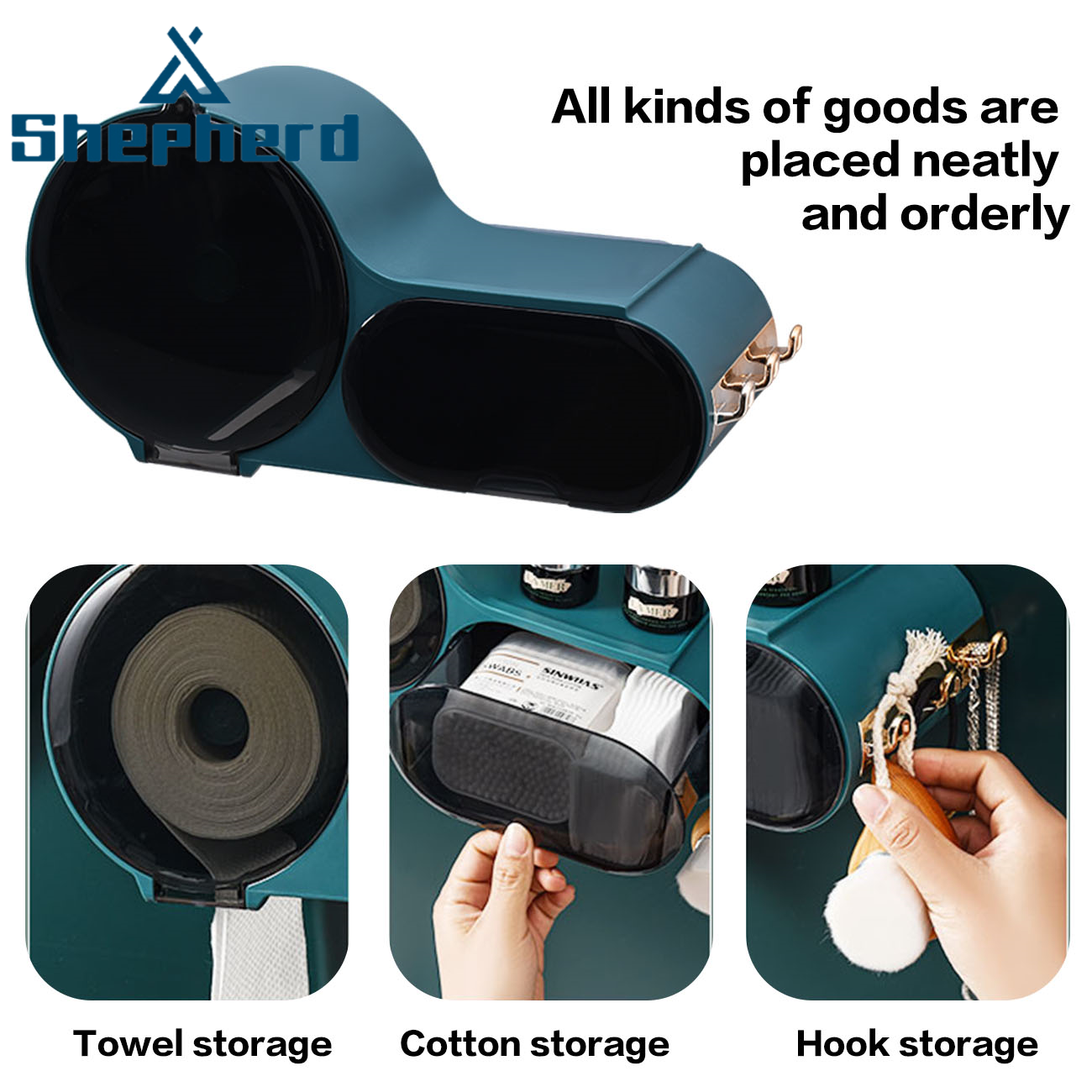 Shepherd Wall-Mounted Free Punch Waterproof Multifunctional Disposable Wash Towel Storage Rack