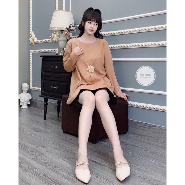 áo bầu cotton thời trang sang chảnh dành cho mẹ bầu☘hàng loại 1 chất đẹp ko bai Ko xù ko gião☘free size 43-68kg