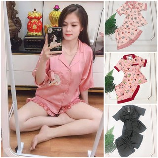 [Đồ bộ Pijama cộc đùi] Đồ bộ Pijama Latin cộc đùi mèo nơ xinh xắn, gấu nơ đáng yêu