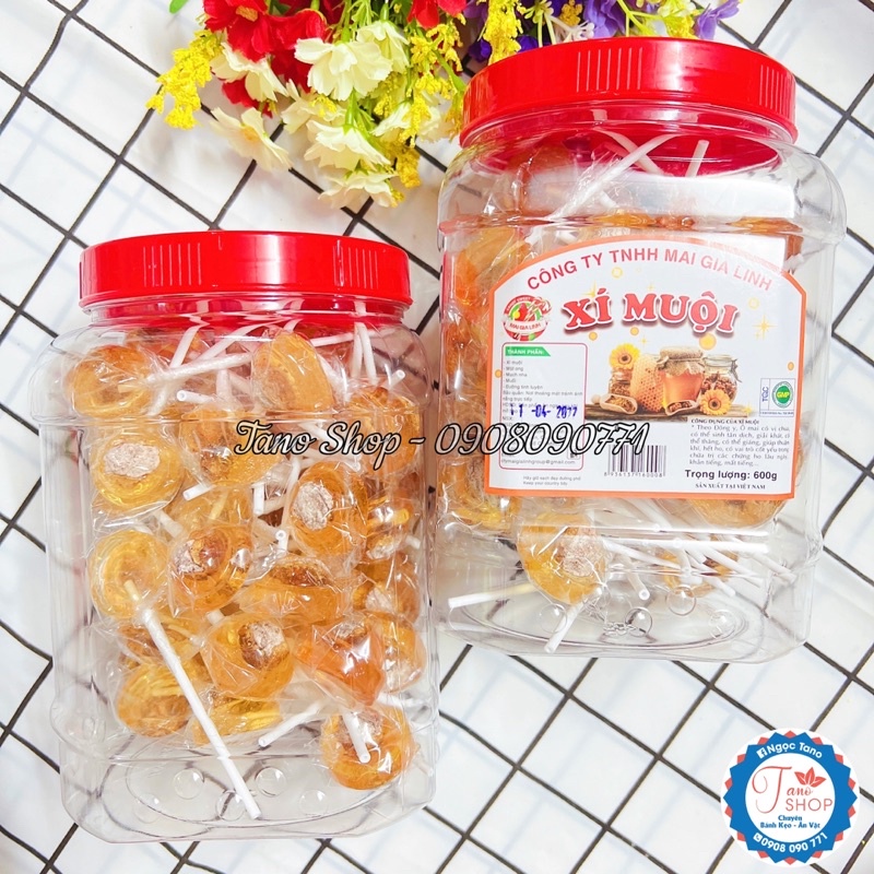 Kẹo mút mạch nha có viên xí muội, ăn vặt ngon rẻ TaNo
