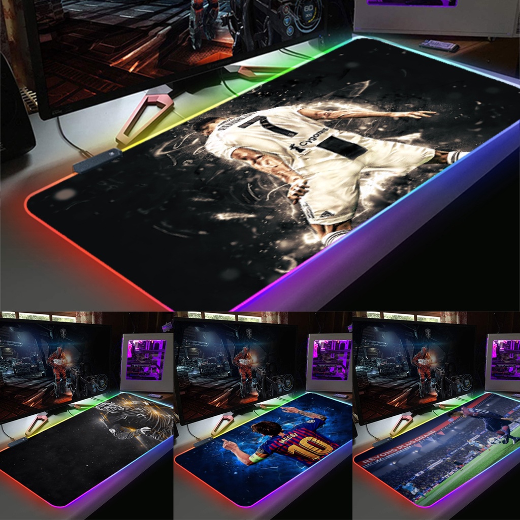 Lót Chuột, Pad Chuột LED RGB Custom Ronaldo, Messi, Neymar Size 80x30