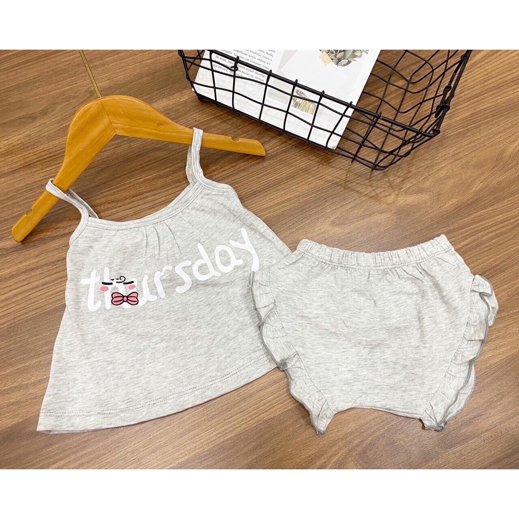Bộ 2 dây bé gái vải hàng xuất-bộ ngố bé gái -sỉ quần áo trẻ em hcm pikakids