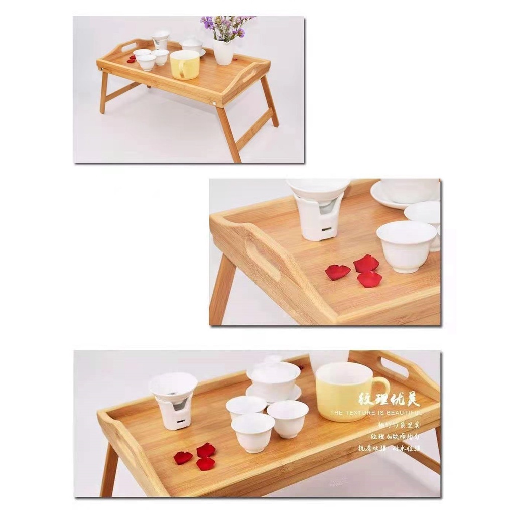 Khay Trà Tre, Bàn Trà Có Chân Có Thể Gập Lại Gọn Gàng Tiện Lợi