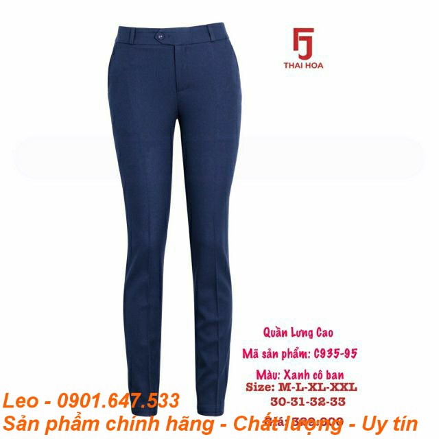 Quần tây Thái Hoà lưng cao 1 nút màu xanh coban C935-95
