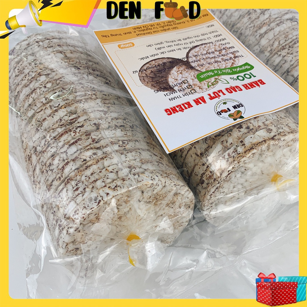 Bánh gạo lứt ăn kiêng Denfood, bánh nổ gạo lức nguyên hạt 500gr