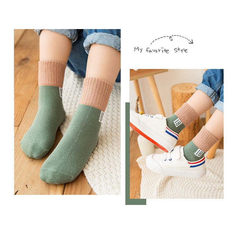 Tất - vớ trơn cho bé trai, bé gái unisex, cổ lửng cotton nhiều mầu sắc