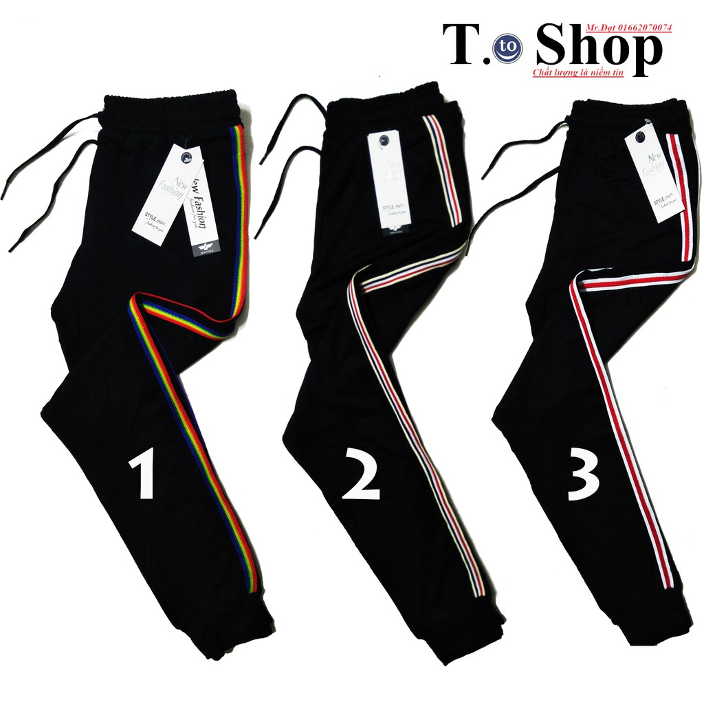 Quần thun jogger nữ - nam  - legging dây sọc sắc màu ( 3 Loại - bo chân - ảnh + video thật)