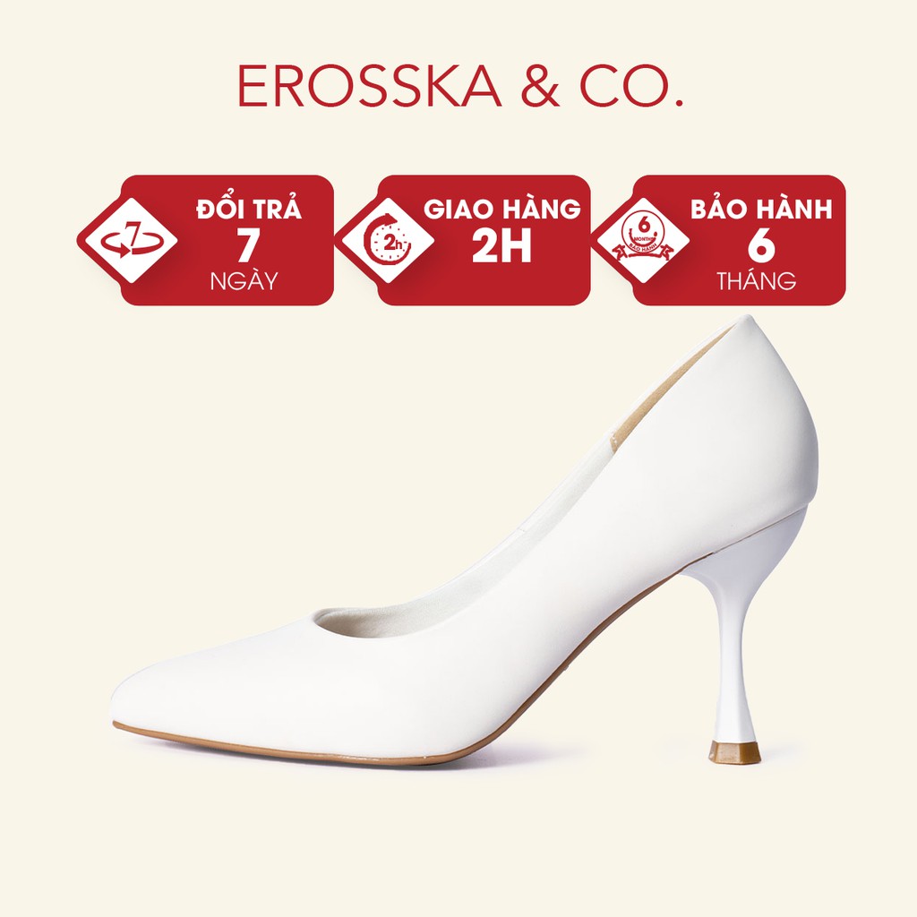 Giày cao gót Erosska mũi nhọn cơ bản gót cao 8cm màu trắng _ EP010