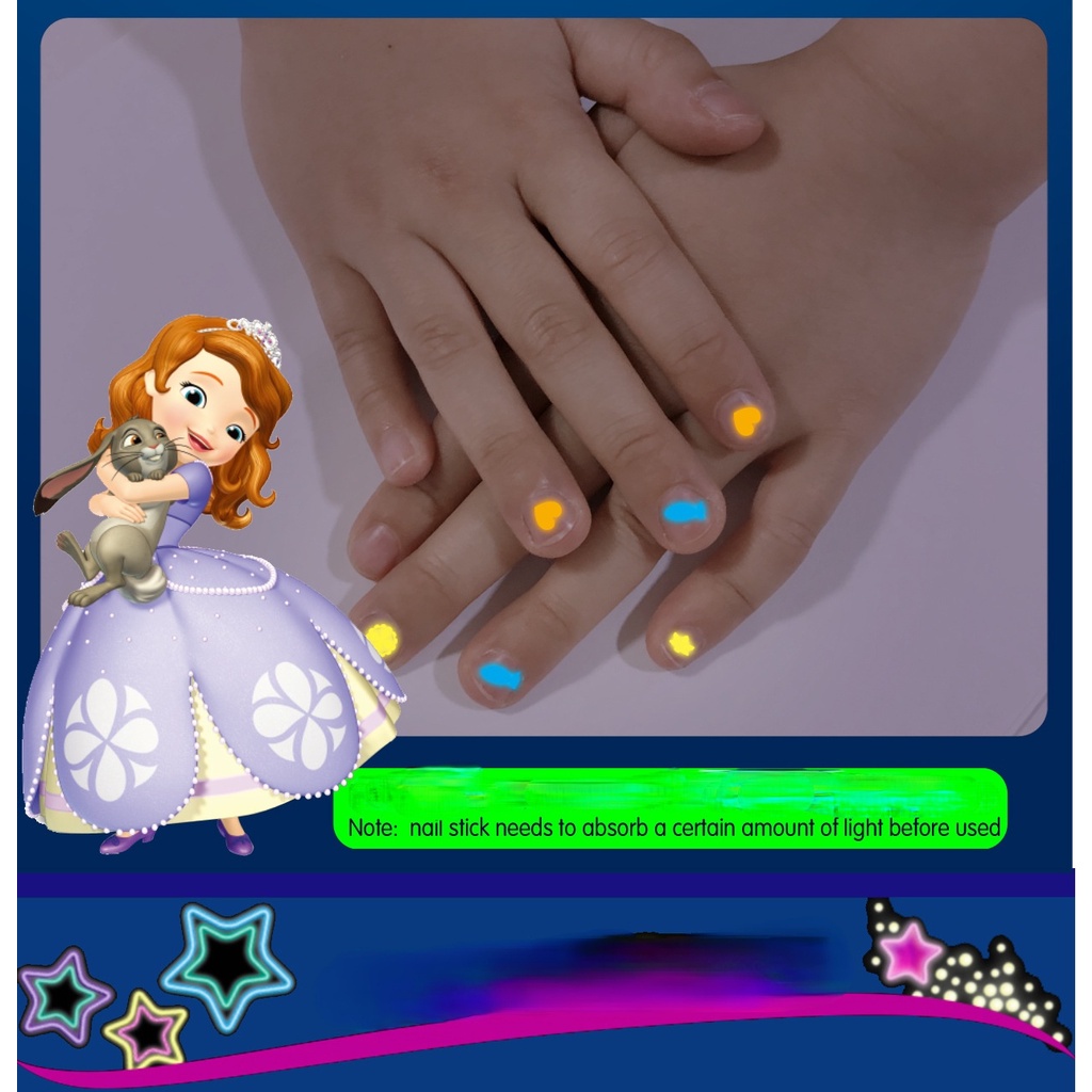 Miếng dán trang trí móng tay họa tiết hoạt hình disney màu dạ quang độc đáo