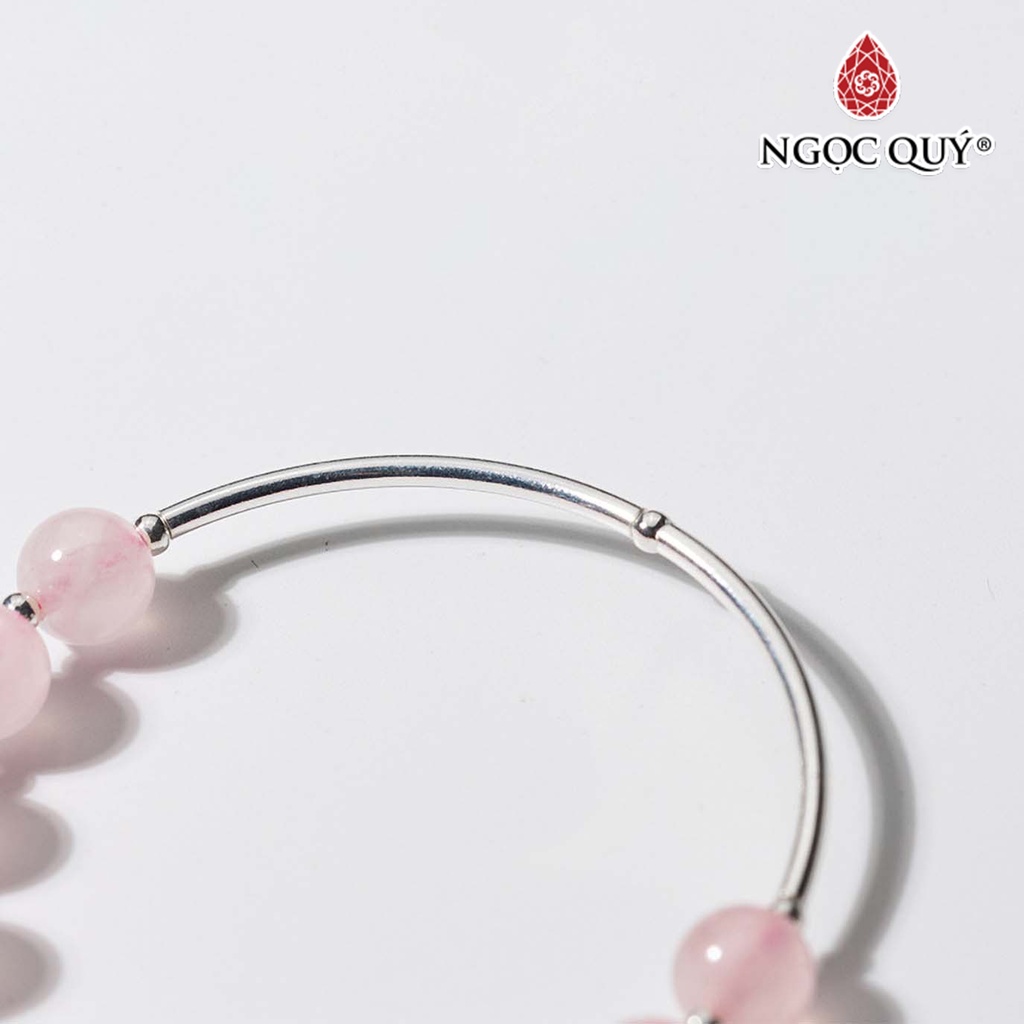 Vòng tay TA hồng phối 2 ống bạc - Ngọc Quý