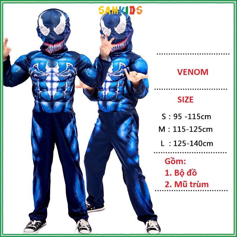 Người nhện đen hóa trang cho bé trai Venom đồ chơi hóa trang halloween độn bông COS2118