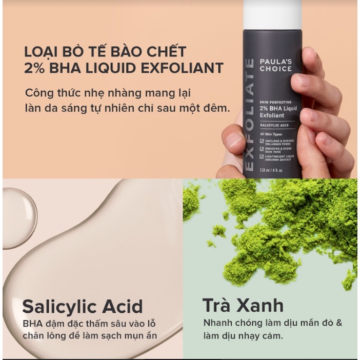 Dung dịch loại bỏ tế bào chết Paula's Choice 2% BHA Skin Perfecting Liquid Exfoliant 30ml &amp; 118ml [NHẬP KHẨU CHÍNH HÃNG]