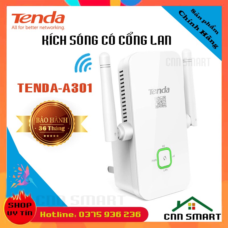 Bộ Kích Sóng Wifi Chuẩn N300Mbps Có Cổng Lan Tenda A301 - Không Cổng Tenda Lan A9 - [ ex200 mecury ]- Chính Hãng BH36TH