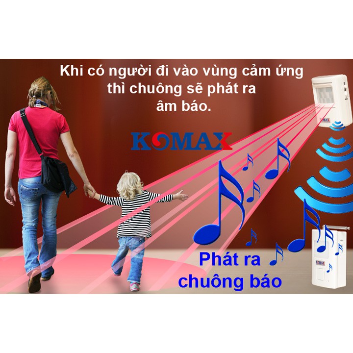 Chuông báo khách hồng ngoại cao cấp KOMAX KM-X850 - Báo khách không dây cảm biến hồng ngoại