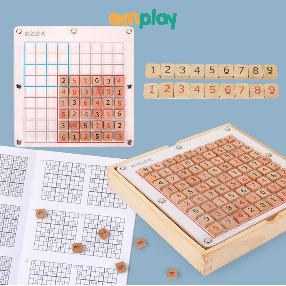 Đồ chơi trí tuệ Sudoku Emplay bằng gỗ bền đẹp an toàn câu đố sắp xếp số dựa trên logic theo tổ hợp cho trẻ từ 3 tuổi