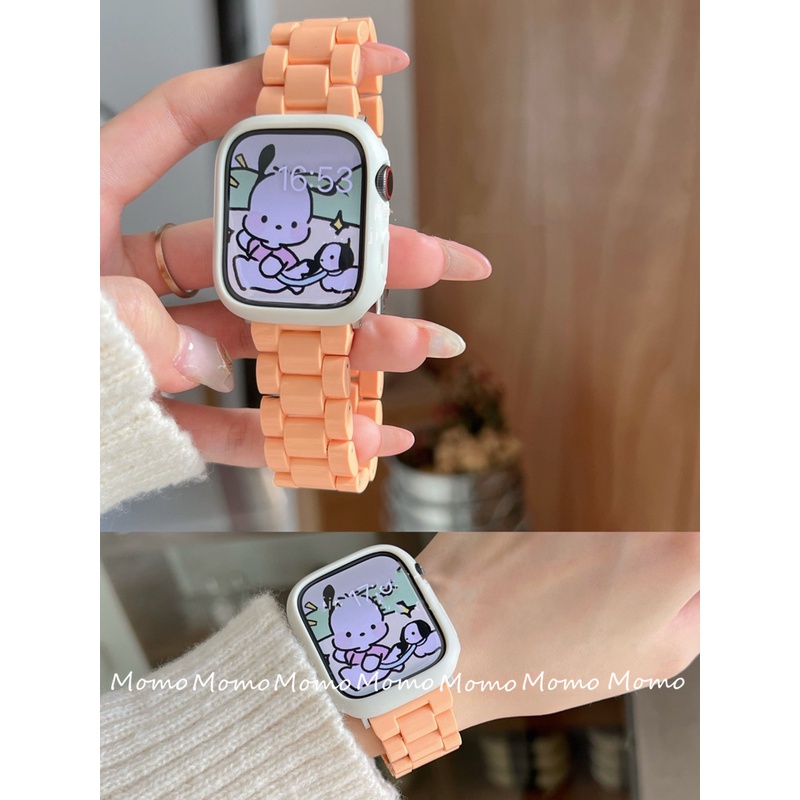 Dây Đeo Bằng Nhựa Acrylic Màu Kem Cho Đồng Hồ Smart Watch Series 7 6 5 4 3 2 1 42mm 44mm 41mm