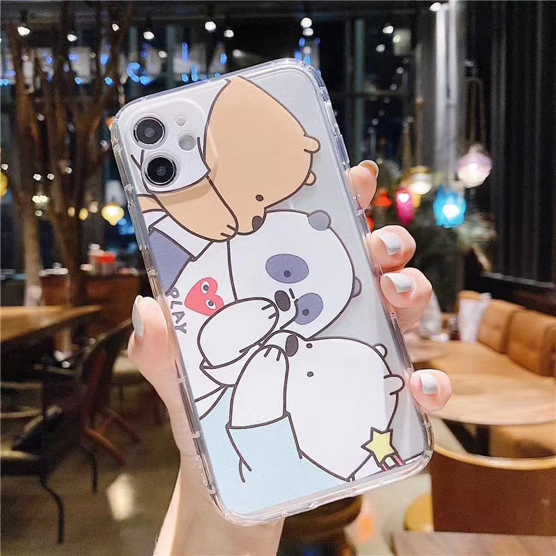 Ốp điện thoại mềm trong suốt hình ba chú gấu 3D cho IPhone 11 11Pro 11Promax X XS XR XSmax 7 8 plus | BigBuy360 - bigbuy360.vn