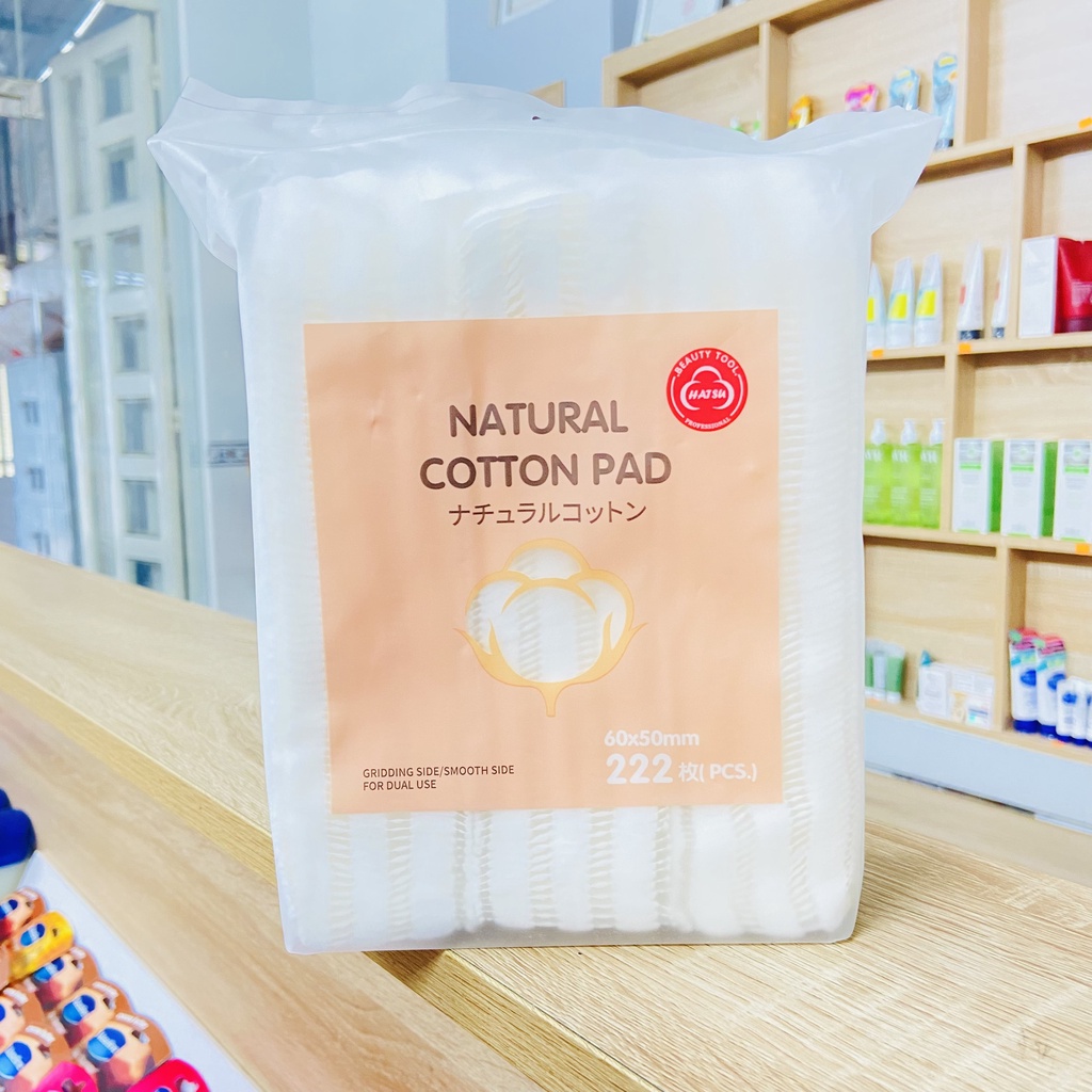 Bông tẩy trang 3 lớp 222 miếng Natural Cotton Pad - Siêu dày, siêu mềm mịn