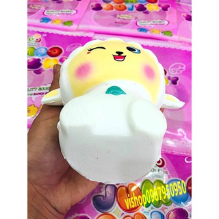 SQUISHY CỐ GÁI CỪU TRẮNG ĐEO NƠ CƯỜI  (huongtrang15)