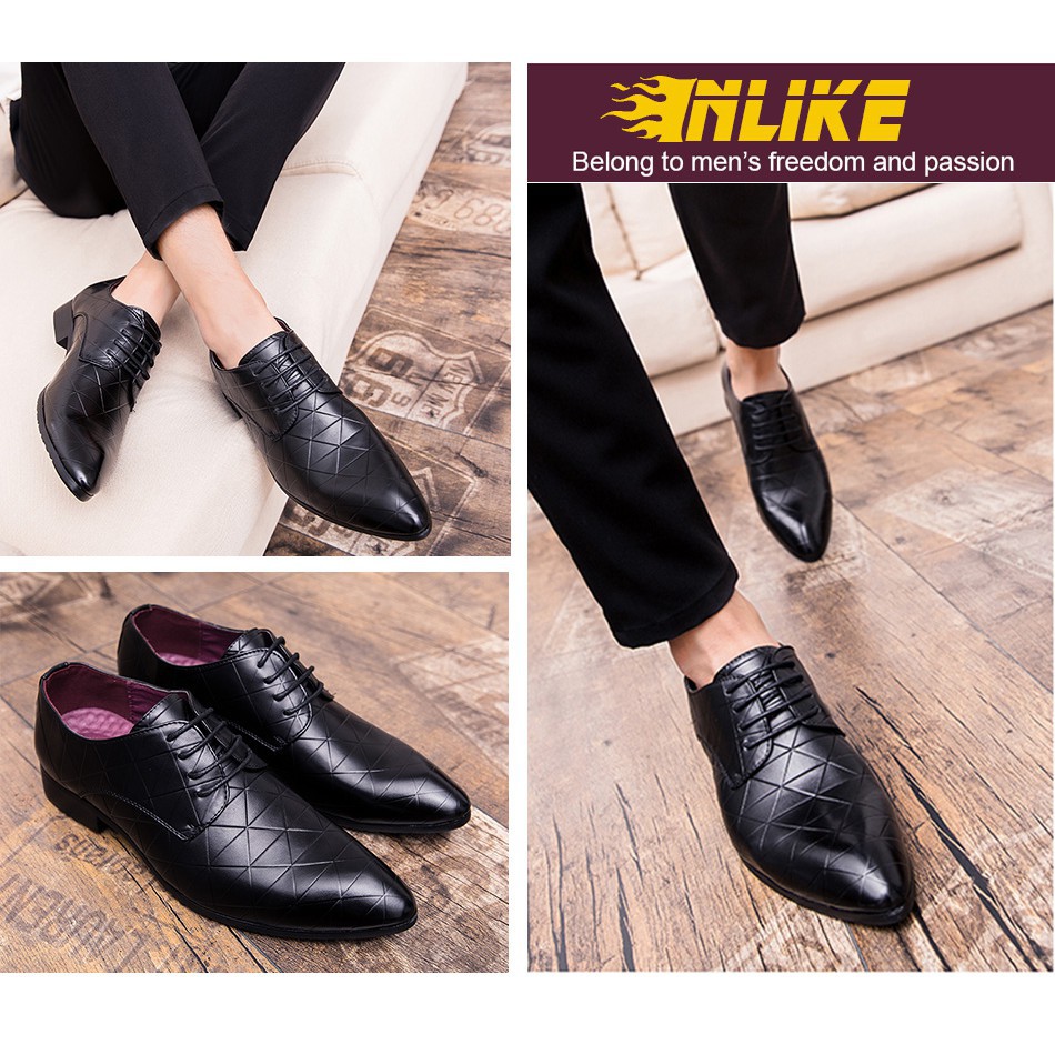 Giày da mũi nhọn thiết kế sang trọng thanh lịch cho nam