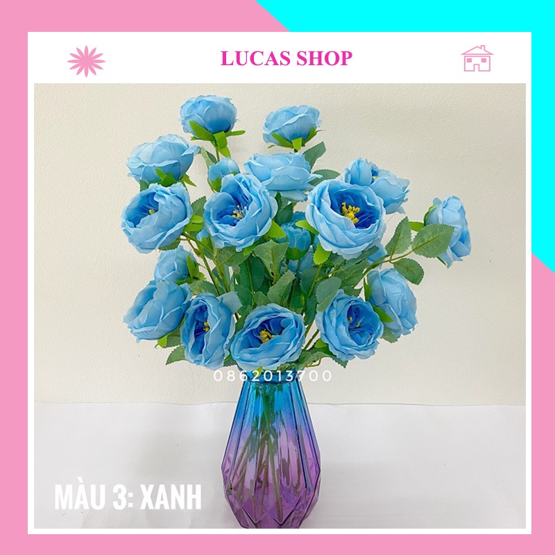 Hoa giả - Hoa trà David Lucas 65cm trang trí bền, đẹp, sang trong, ảnh thật