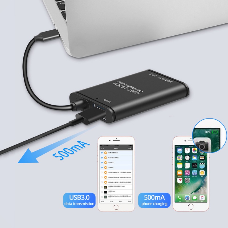 Đầu đọc thẻ nhớ Ankndo thông minh loại C Sd TF USB 3.0 3 trong 1