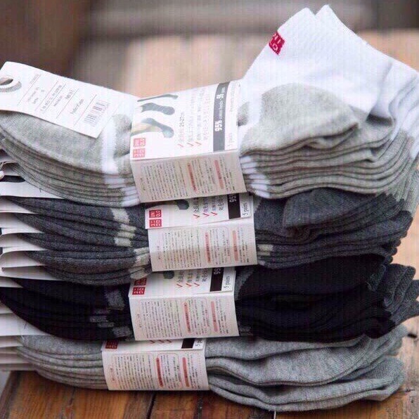 Combo 3 đôi Tất Uniqlo, Vớ Uniqlo cổ trung/thấp chất cotton, kháng khuẩn, khử mùi,thấm hút, co giãn tốt