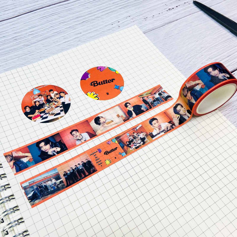 Cuộn Băng Keo Giấy Washi In Hình Nhóm Nhạc Kpop Bts Dễ Thương Trang Trí Sổ Tay Diy