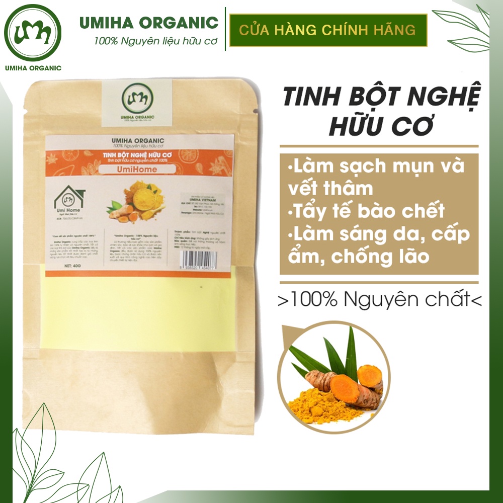 Tinh bột Nghệ hữu cơ UMIHOME nguyên chất túi Zip 35g - Mặt nạ đắp mặt trắng da, ngừa mụn thâm nám, chống lão hóa