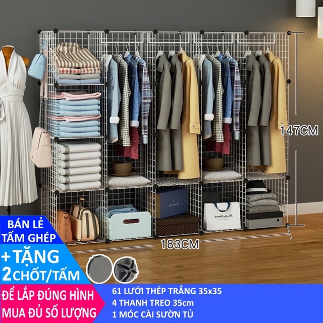 [BÁN THEO TẤM ] Tủ ghép lưới sắt thép đa năng hiện đại để sách, decor, trưng bày, trang trí mọi không gian