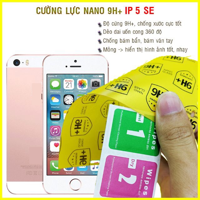 Dán cường lực dẻo nano trong hoặc nhám cho iPhone 5 Se