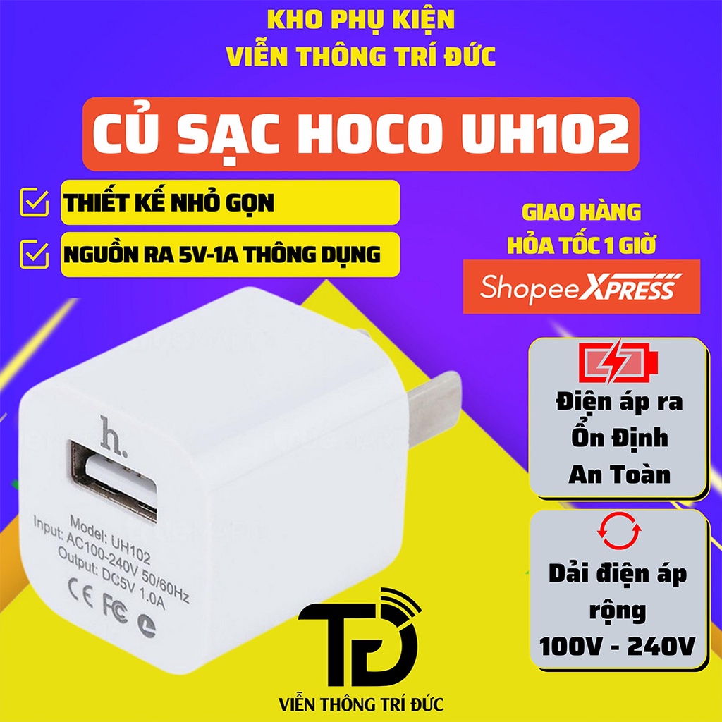 Củ Sạc HOCO UH102/Cáp Sạc X14 Hỗ trợ Sạc Nhanh Cho Cho ĐT-Tai Nghe Bluetooth i12...