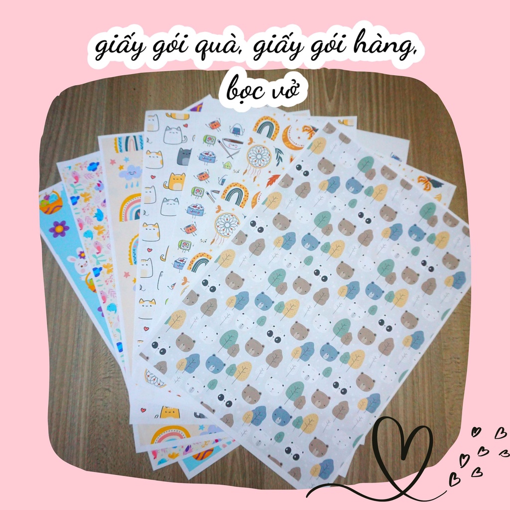 Giấy gói quà gói hàng bao tập cute dễ thương by Rimmiel A4