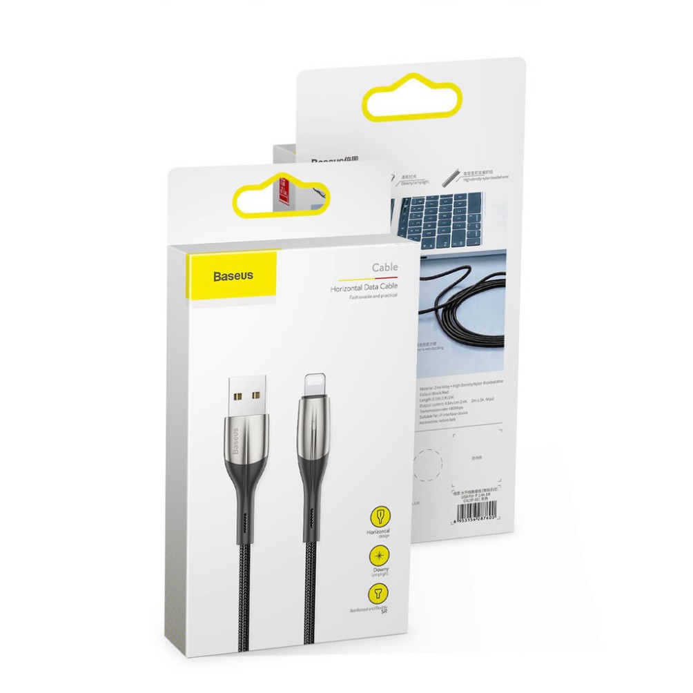 Cáp sạc siêu bền Baseus Chỉ Số 8 Pin Cáp cho ipad iPhone Xs Max Xs XR hỗ trợ Sạc Nhanh có đèn Màu Xanh LED cho IOS 13