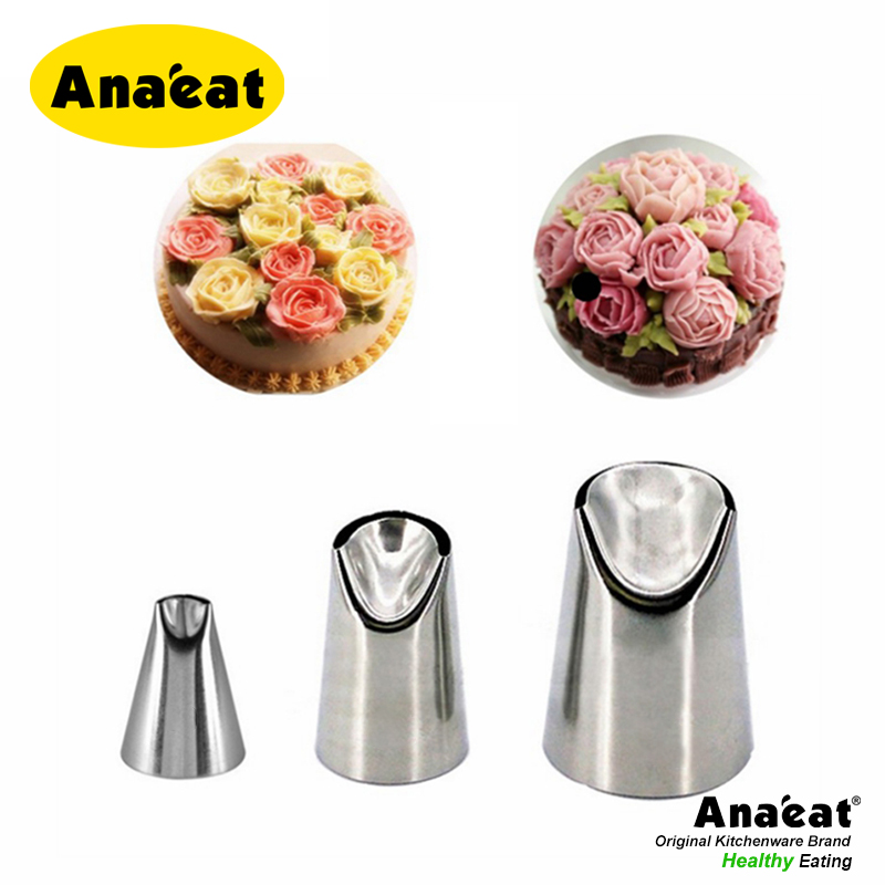 Bộ 3 Đầu Bắt Kem ANAEAT Bằng Thép Không Gỉ Tiện Dụng Trang Trí Bánh Kem Làm Bếp