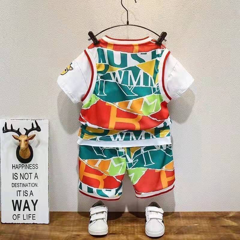 Bộ Đồ Đi Biển Giả Hai Mảnh Thoáng Khí Mau Khô Phong Cách Phương Tây Thời Trang Mùa Hè Hàng Mới Dành Cho Bé Trai Clo